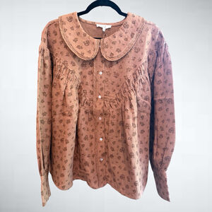Easel Oversized Floral Print Button Down Shirt Size S